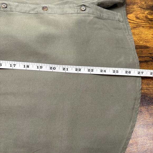 J Jill Plus Size 2X Top Button Up 100% Tencel Olive Green Roll Tab Sleeve V Neck - Picture 8 of 14